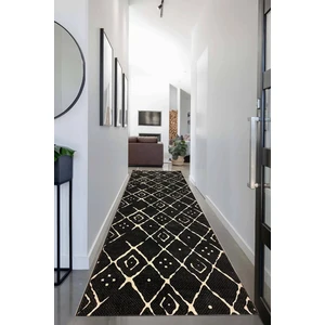 Ender Halıcılık Jel Iskandinav Desen Kaymaz Taban Yıkanabilir Kesme Yolluk Siyah