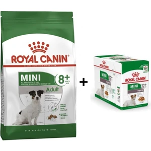 Royal Canin Mini Adult +8 Yaş Yaşlı Köpek Maması 2 kg + 12 Adet Yaş Mama