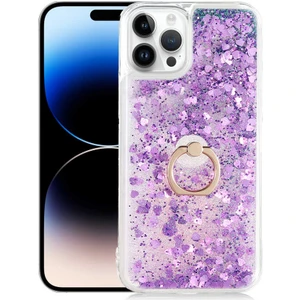 Kip GSM Apple iPhone 14 Pro Kılıf Sıvılı Simli Yüzüklü Kapak