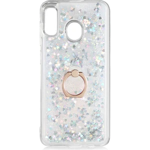 Kip GSM Samsung Galaxy A20 Kılıf Sıvılı Simli Yüzüklü Kapak