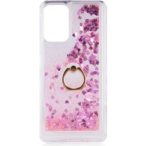 Kip GSM Samsung Galaxy A72 Kılıf Sıvılı Simli Yüzüklü Kapak