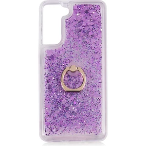 Kip GSM Samsung Galaxy S21 Fe Kılıf Sıvılı Simli Yüzüklü Kapak