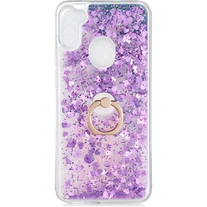 Kip GSM Samsung Galaxy M11 Kılıf Sıvılı Simli Yüzüklü Kapak