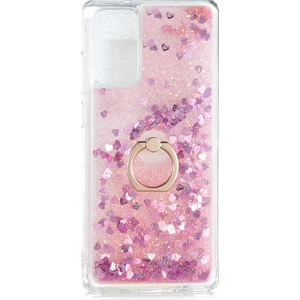 Kip GSM Samsung Galaxy Note 20 Kılıf Sıvılı Simli Yüzüklü Kapak