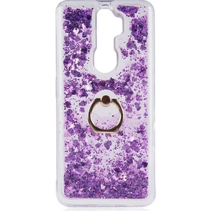 Kip GSM Oppo A5 2020 Kılıf Sıvılı Simli Yüzüklü Kapak