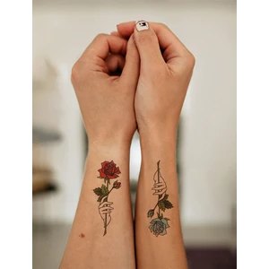 BP Tattoo Minimal Renkli Gül Figürlü Çift Dövmesi