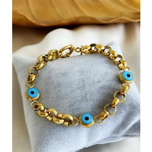 Çelik Bileklik Nazar Boncuklu Kararmaz Tarz Model
