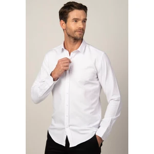 Modern Fit Uzun Kol Armürlü Kravatlık Erkek Gömlek