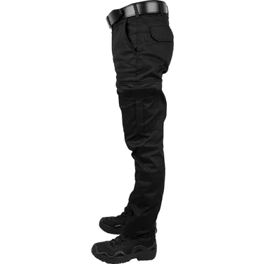 My Tekstil Erkek Kargo Pantolon Siyah Likralı Slimfit Düz