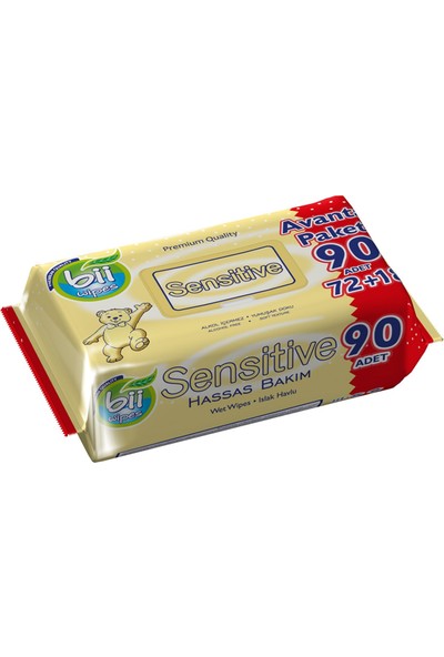 Bii Wipes Sensitive 90'lı Hassas Bakım Islak Bebek Havlusu 24 Paket