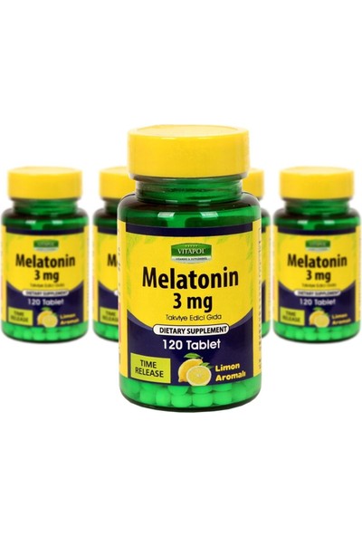 Vitapol Melatonin Time Release 3 Mg 120 Tablet Yavaş Salınımlı Limon Aromalı
