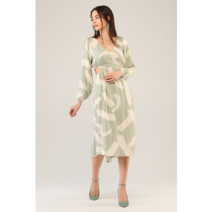 Kadın Sırt Dekolteli Desenli Elbise fiyatları