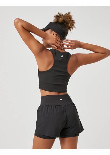 Crop Spor Atlet Baskılı Halter Yaka