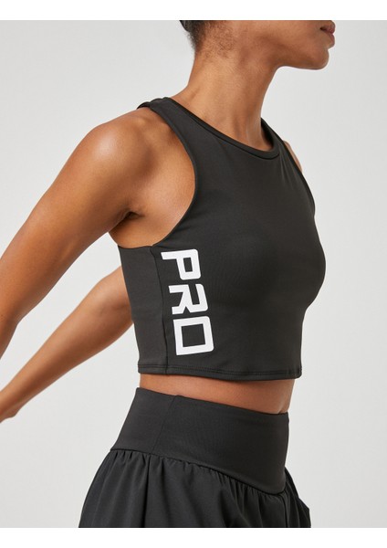 Crop Spor Atlet Baskılı Halter Yaka