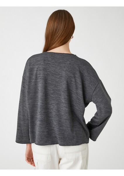 V Yaka Sweatshirt Yarasa Kollu fırsatları