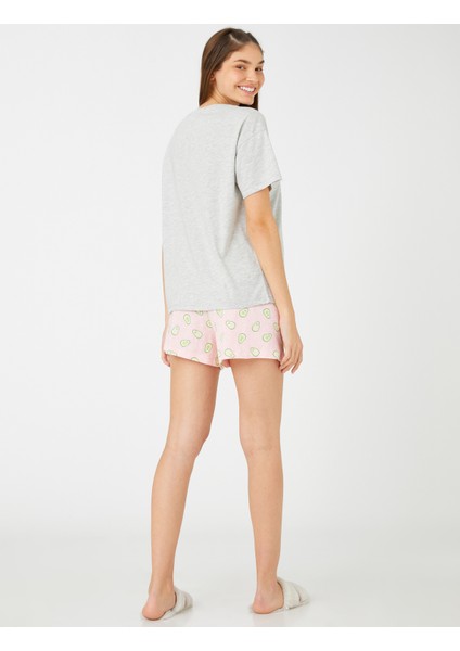 Avokado Baskılı Pijama Takımı Kısa Kollu fırsatları