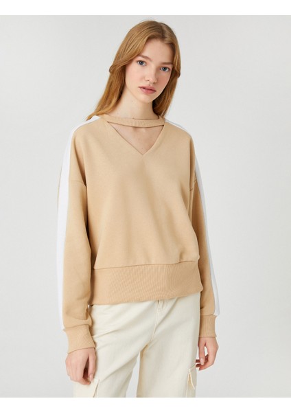 Bisiklet Yaka Sweatshirt Rahat Kesim Uzun Kollu Ribanalı modelleri