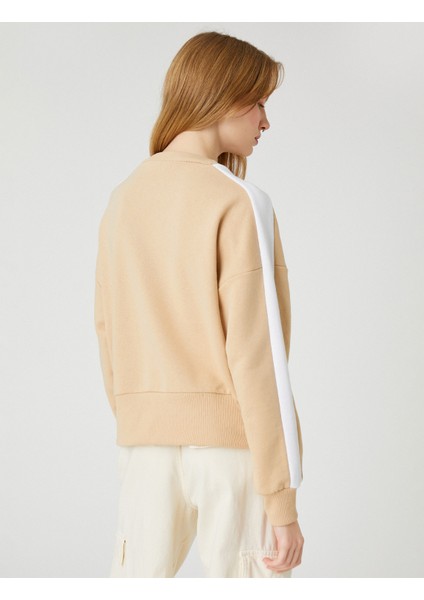 Bisiklet Yaka Sweatshirt Rahat Kesim Uzun Kollu Ribanalı fırsatları