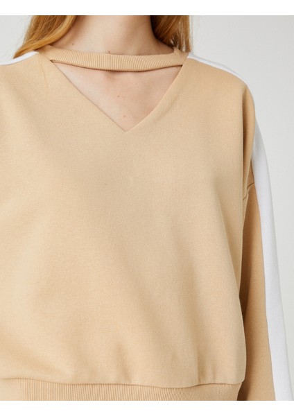 Bisiklet Yaka Sweatshirt Rahat Kesim Uzun Kollu Ribanalı indirimleri