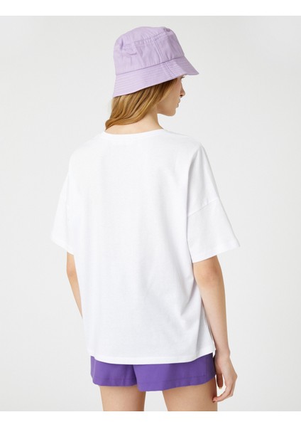 Kısa Kollu Tişört Rahat Kesim Bisiklet Yaka Baskılı fırsatları