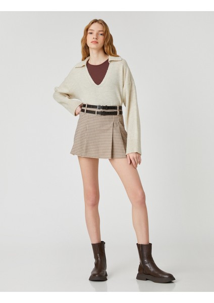 Polo Yaka Kazak Örgü Uzun Kollu