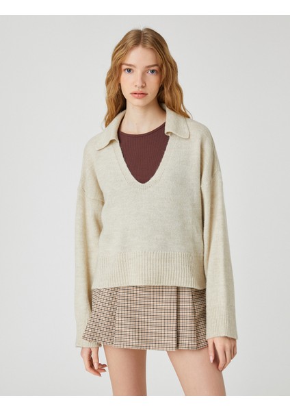 Polo Yaka Kazak Örgü Uzun Kollu modelleri