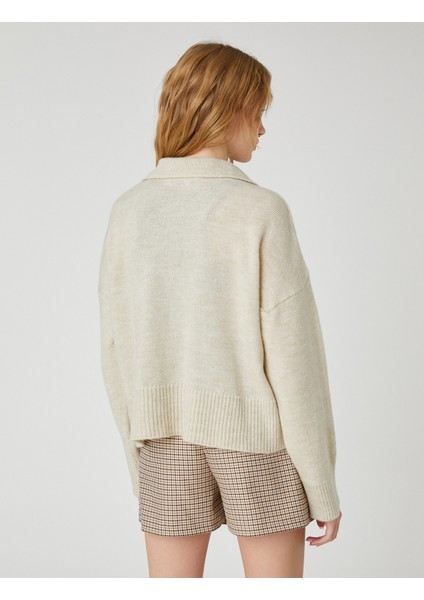 Polo Yaka Kazak Örgü Uzun Kollu fırsatları