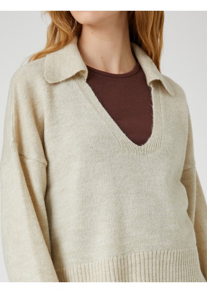 Polo Yaka Kazak Örgü Uzun Kollu indirimleri