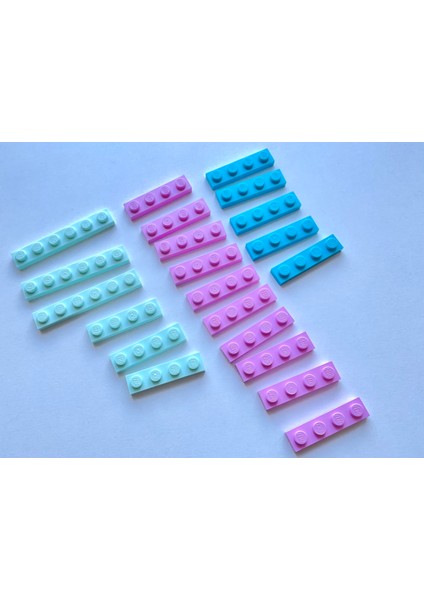 Orijinal Parçalar - Karma - Pembe Turkuaz Mavi Plate 1 x 4 1 x 6 (21 Parça)