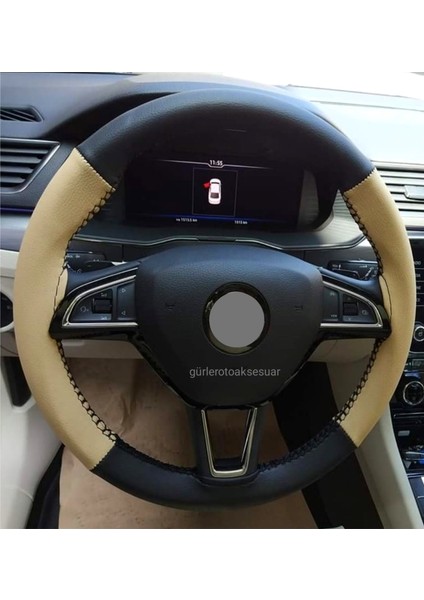 Vw Polo 2017> Uyumlu Direksiyon Kılıfı Dikmeli Iki Renkli Bej Siyah (4prçlı) fiyatları