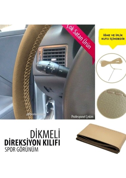 Vw Polo 2017> Uyumlu Dikmeli Deri Direksiyon Kokusuz Bej Renk ( 38×10.5cm ) fiyatları