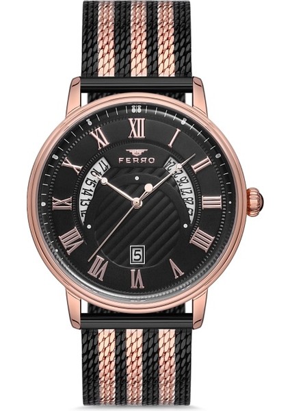 F11050C Siyah Rose Hasır Kordon 44 mm Erkek Kol Saati