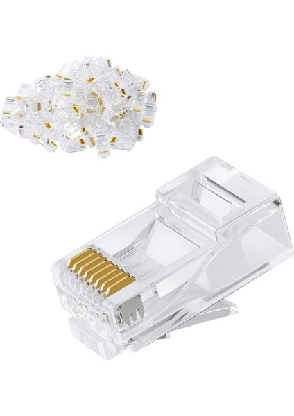 100 Ad 100 Adet RJ45 8P8C Ethernet Internet Kablo Jakı Aparatı Konnektörü Cat5 Cat6