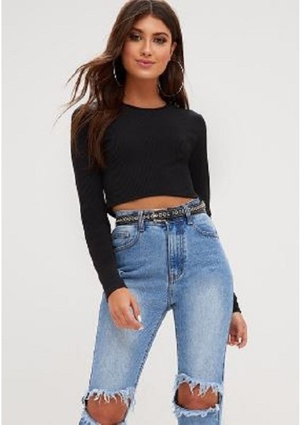 010 Kadın Crop Bluz Kaşkorse Kumaş