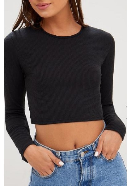 010 Kadın Crop Bluz Kaşkorse Kumaş