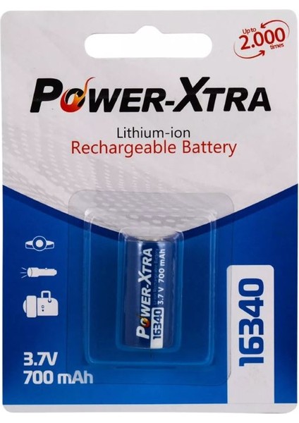 3.7V Li-Ion 16340(RCR123A) 700 Mah Şarjlı Pil