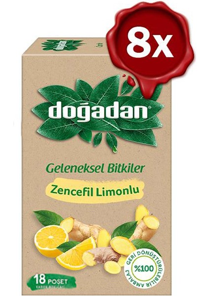 Zencefil Limonlu Bitki Çayı 18'li x 8 adet