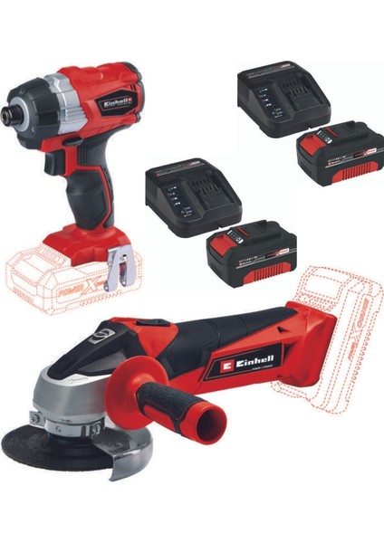 Te-Cı 18 Bl Kömürsüz Vidalama Tc-Ag 18/115 Avuç Taşlama 2X4.0AH Akülü Set