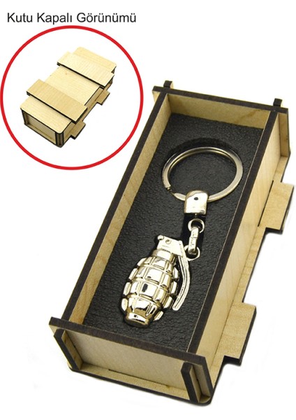 El Bombası - Grenade - Anahtarlık - Nikel Ahşap Kutulu indirimleri