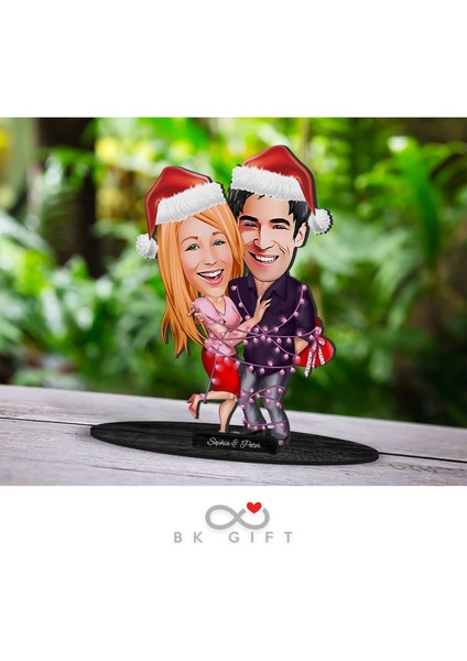 Gift Kişiye Özel Yeni Yıl Sevgililer Karikatürlü Ahşap Biblo-2 modelleri