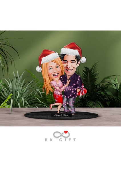 Gift Kişiye Özel Yeni Yıl Sevgililer Karikatürlü Ahşap Biblo-2 fırsatları