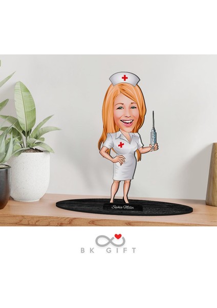 Gift Kişiye Özel Hemşire Karikatürlü Ahşap Biblo-1 fiyatları