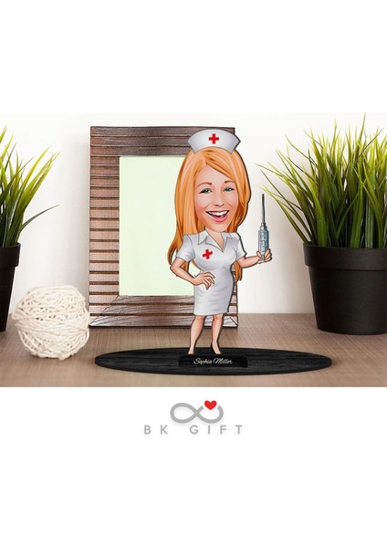 Gift Kişiye Özel Hemşire Karikatürlü Ahşap Biblo-1 fırsatları