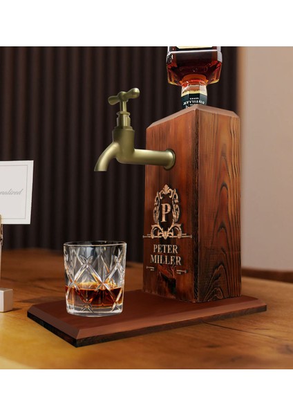 Gift Kişiye Özel Kabartma Isim Tasarımlı Musluklu Ahşap Içki Standı-3