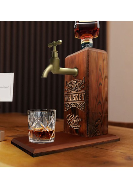Gift Kişiye Özel Kabartma Isim Tasarımlı Musluklu Ahşap Içki Standı-7