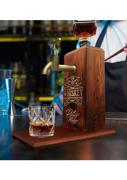 Gift Kişiye Özel Kabartma Isim Tasarımlı Musluklu Ahşap Içki Standı-7 modelleri