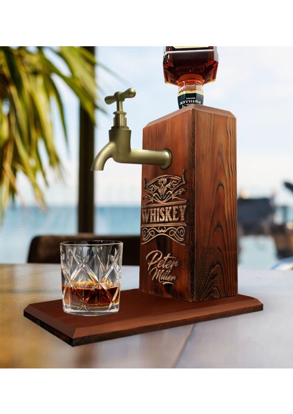 Gift Kişiye Özel Kabartma Isim Tasarımlı Musluklu Ahşap Içki Standı-7 fırsatları