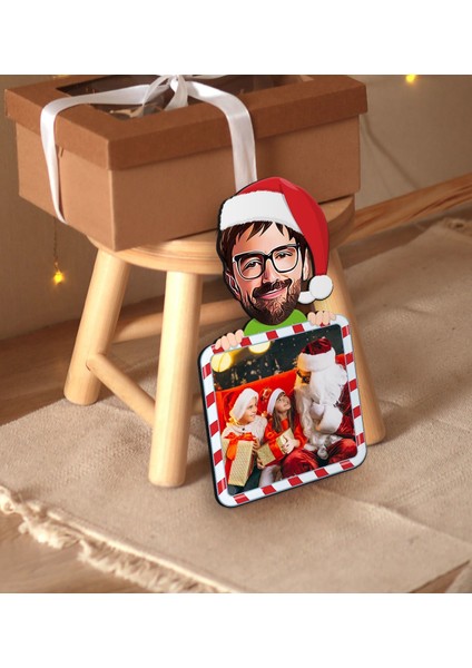 Gift Kişiye Özel Yılbaşı Karikatürlü Fotoğraflı 3D Ahşap Çerçeve Tablo fiyatları