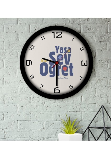 Kişiye Özel Yaşa Sev Öğret Ahşap Duvar Saati-2