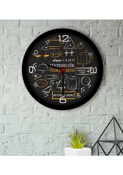 Kişiye Özel Matematik Öğretmeni Ahşap Duvar Saati-10